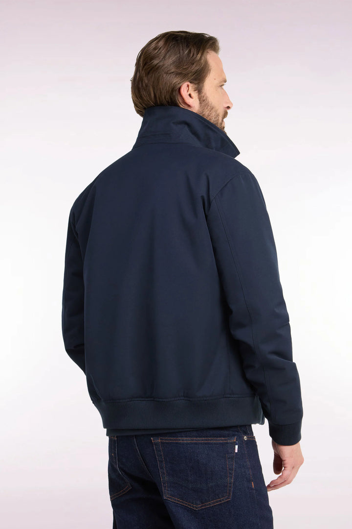Eden Park Straight Cut Nylon Jacket with Ribbed Edges, Navy