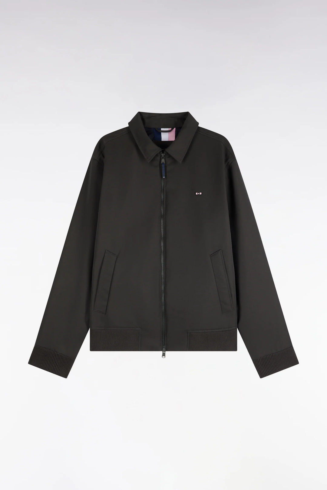 Eden Park Straight Cut Nylon Jacket with Ribbed Edges, Khaki