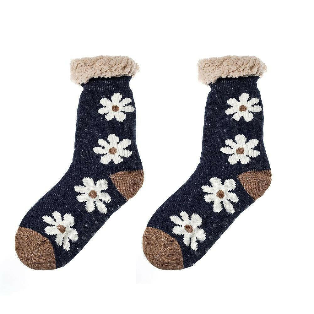Chaussettes épaisses et moelleuses à fleurs nordiques