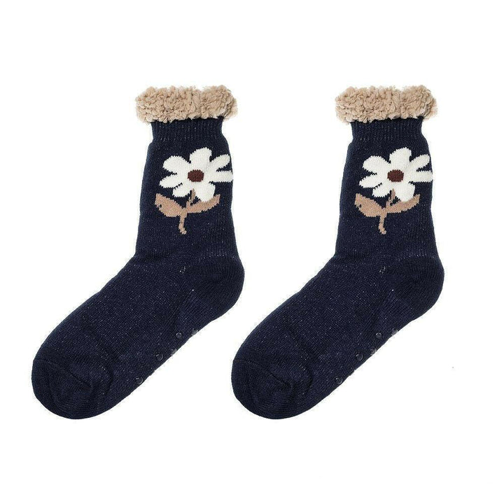 Chaussettes épaisses et moelleuses à fleurs nordiques