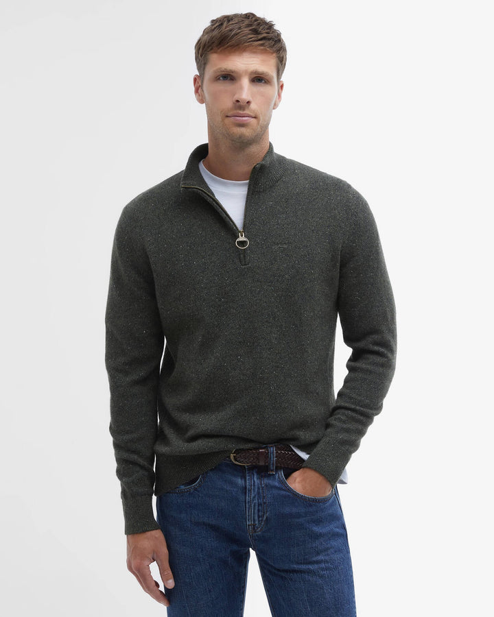 Barbour Tisbury Half Zip, Dark Seaweed