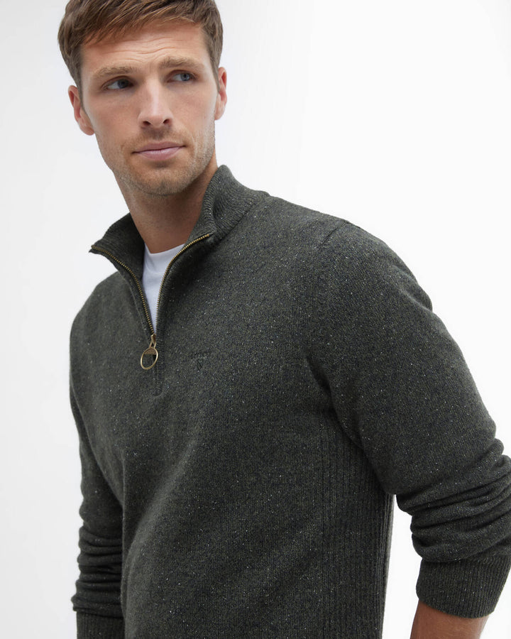 Barbour Tisbury Half Zip, Dark Seaweed