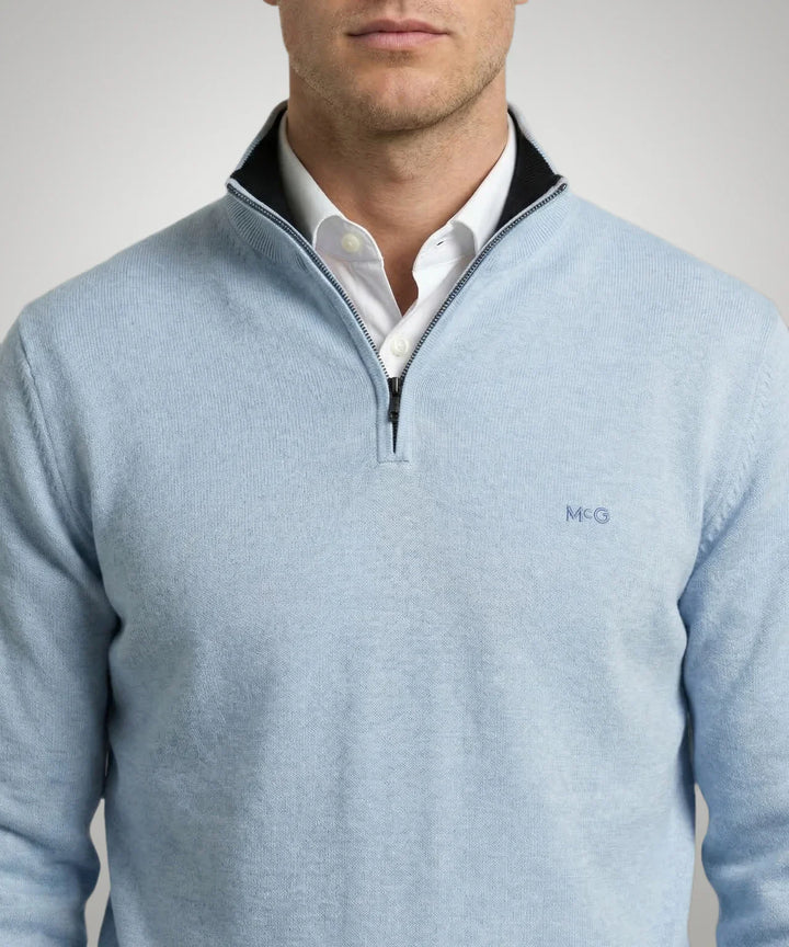 McGregor Light Blue Zip Mock Sweater