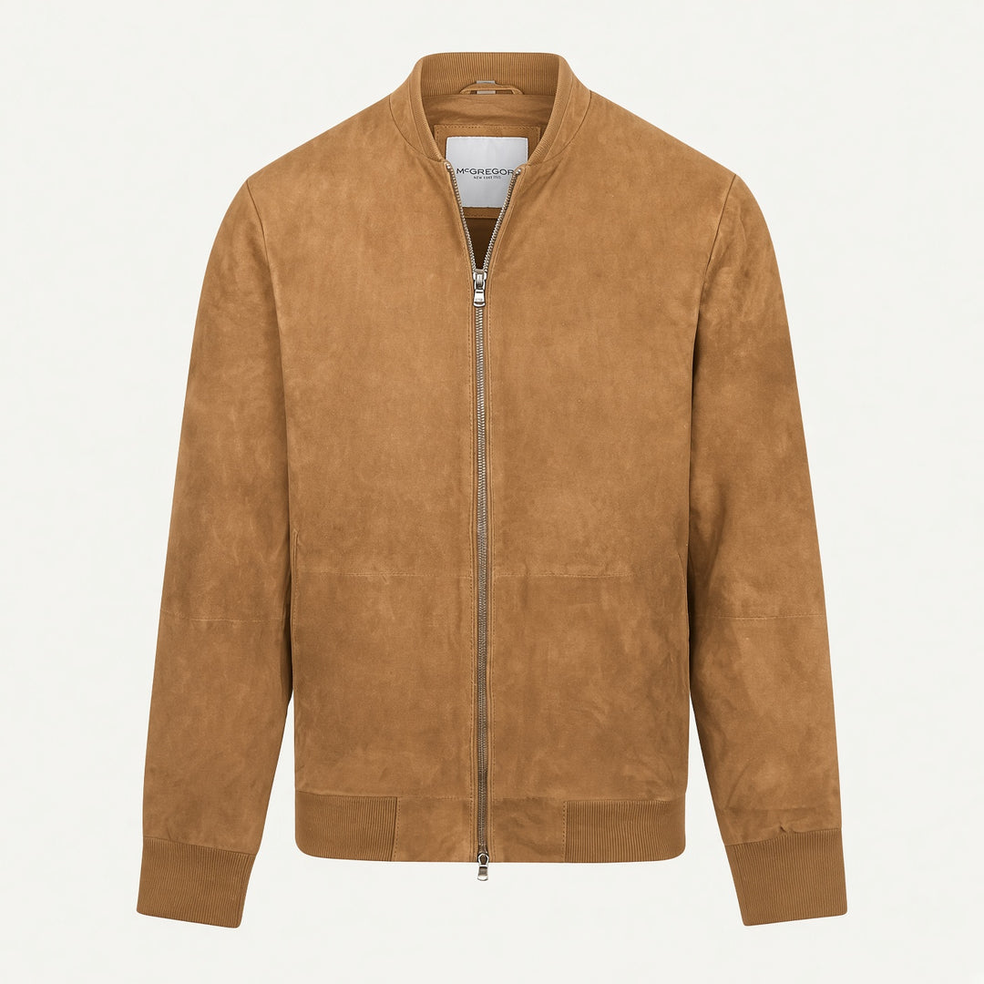 McGregor Suede Bomber Jacket, Camel