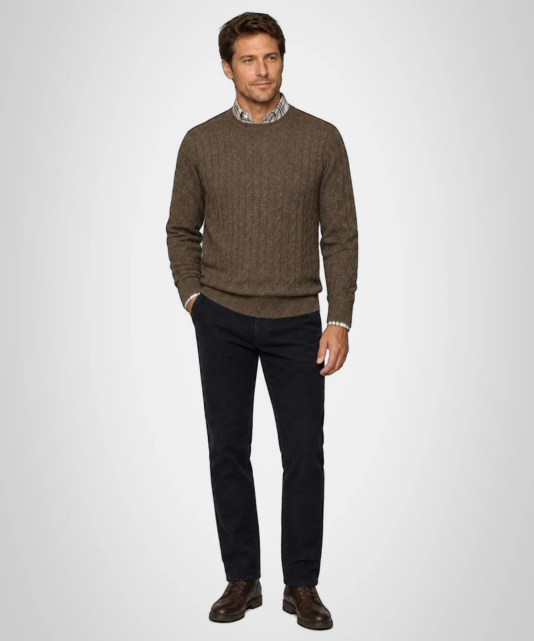McGregor Lambswool Cable Knit Sweater, Brown