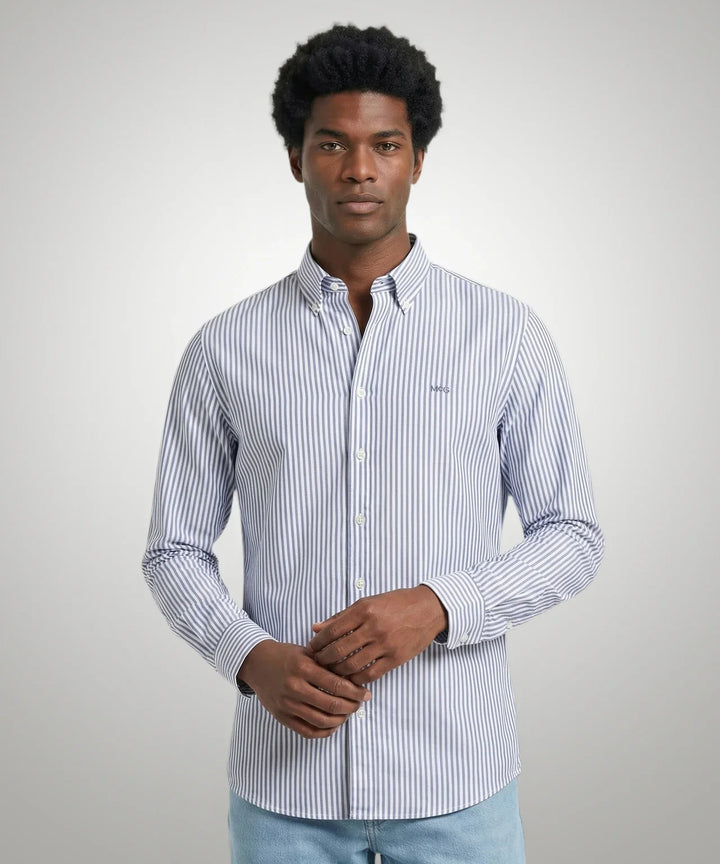 McGregor Navy Stretch Oxford Striped Shirt