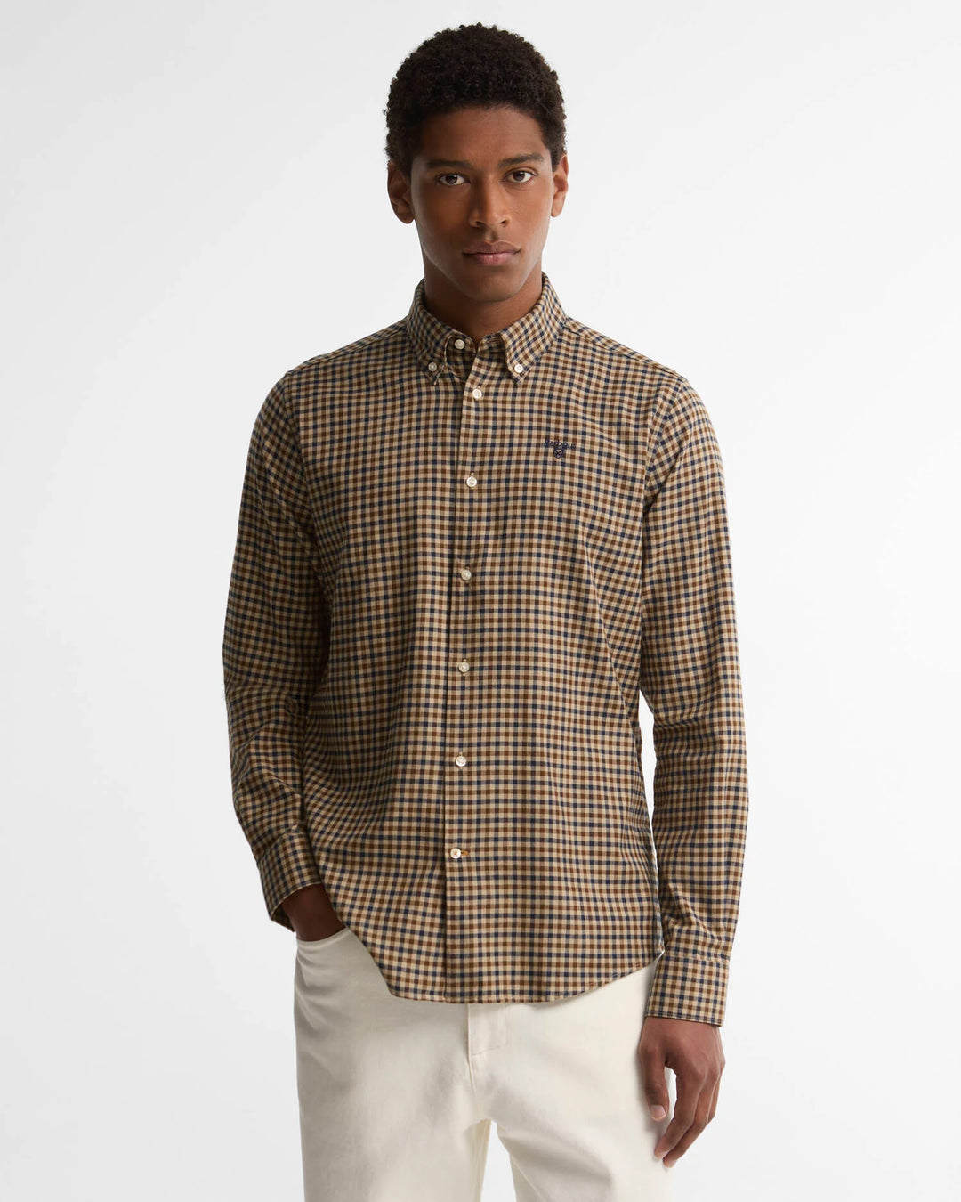 Barbour Finkle Tailored Gingham Shirt, Dark Sand