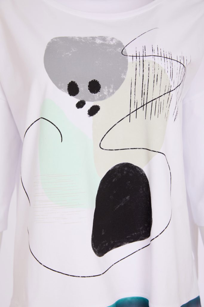 Haut imprimé NAYA blanc et menthe