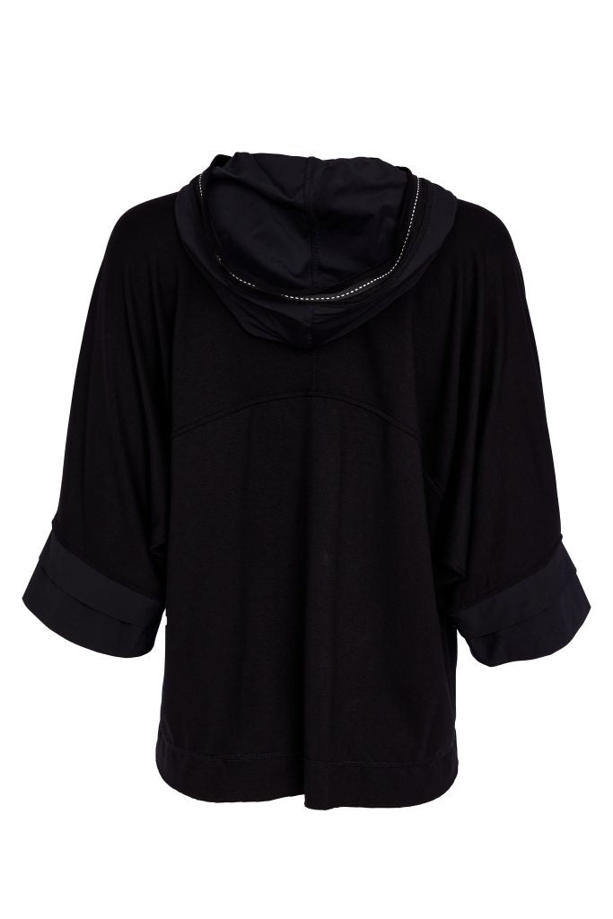 Veste à capuche noire NAYA avec cordon de serrage