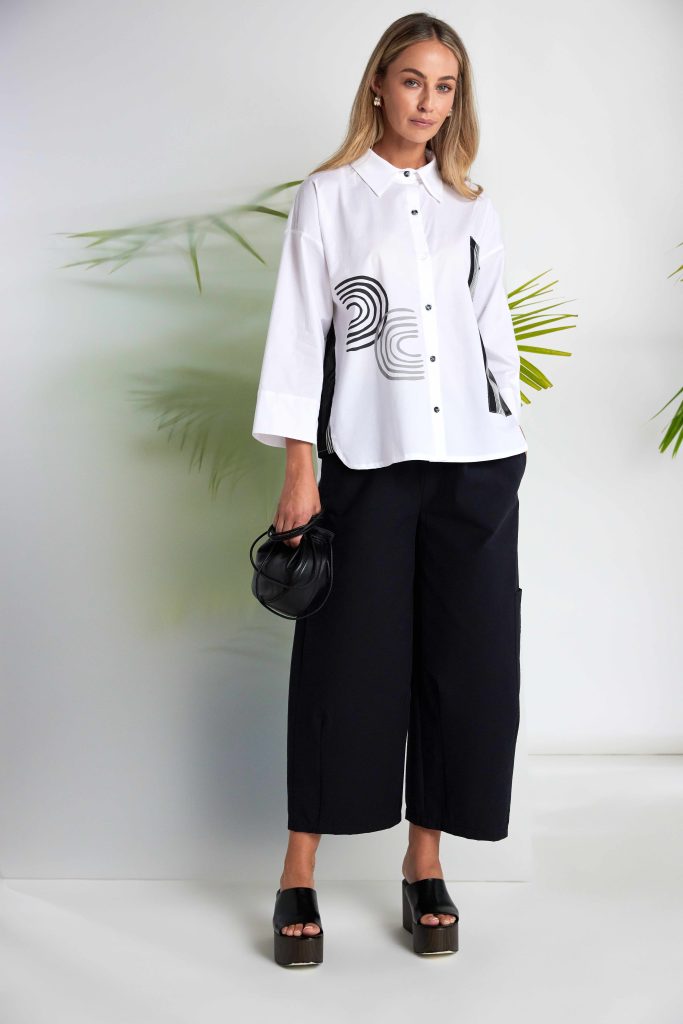 Chemise imprimée NAYA à rayures et à motifs placés