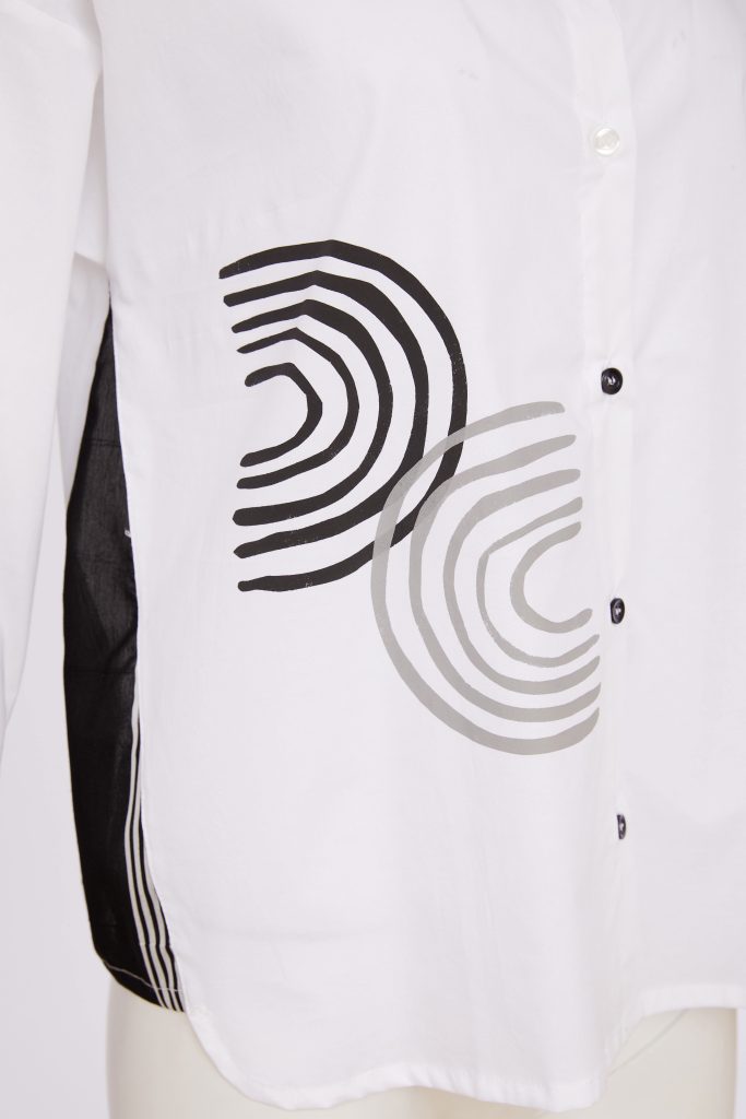 Chemise imprimée NAYA à rayures et à motifs placés