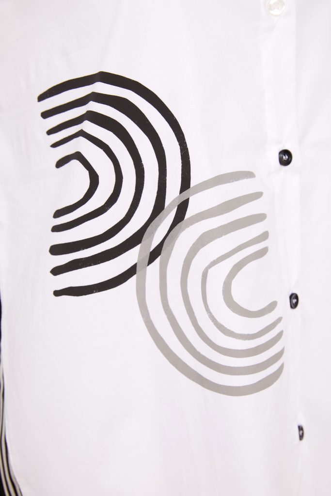 Chemise imprimée NAYA à rayures et à motifs placés