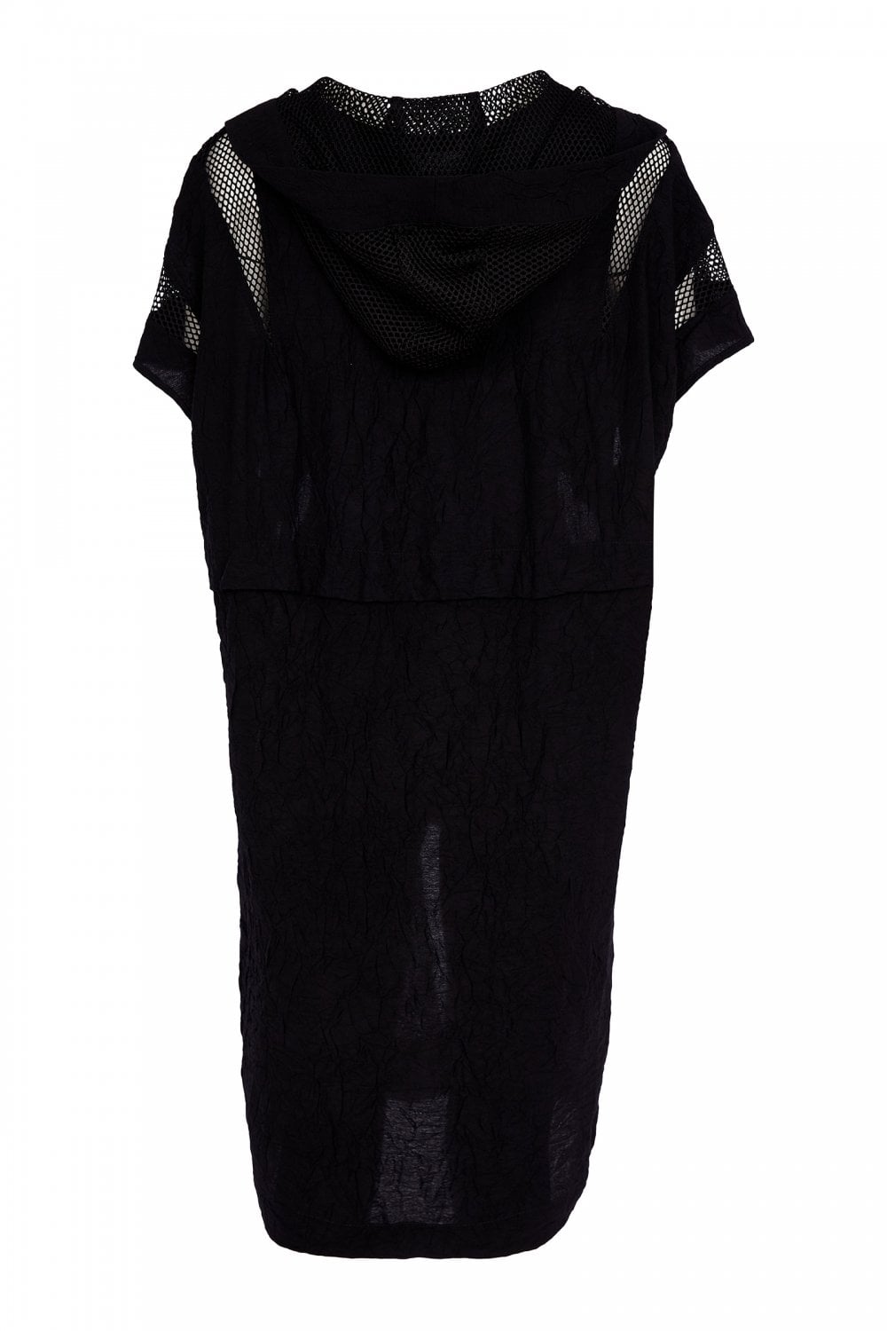 Veste longue à capuche en maille noire NAYA