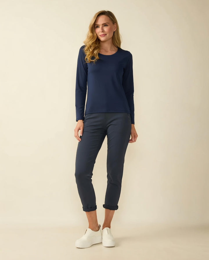 Décolleté PAULA Haut à manches longues bleu marine