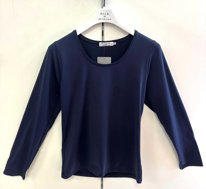 Décolleté PAULA Haut à manches longues bleu marine