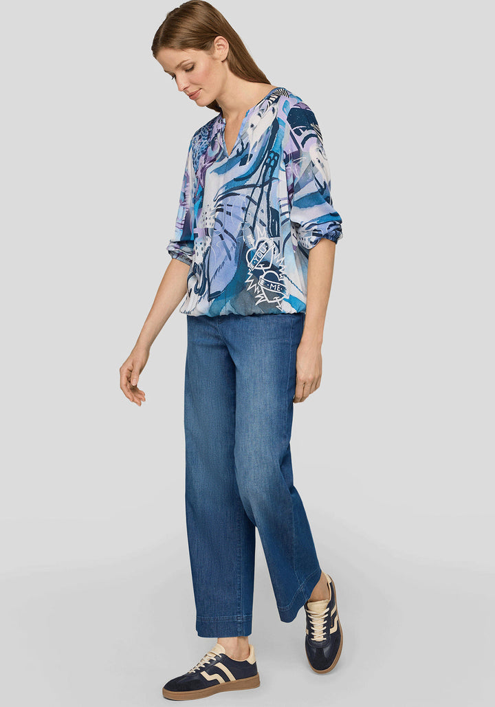 Haut Rabe violet à motif abstrait 3/4