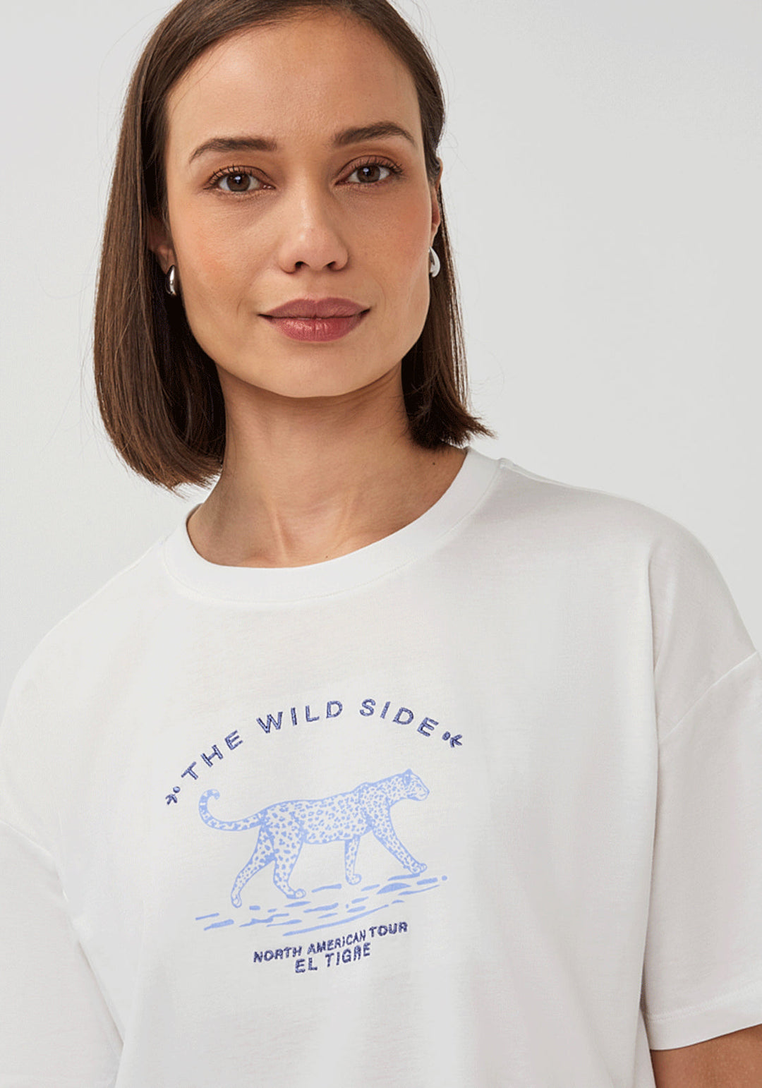Haut imprimé Esqualo Off White Blue « The Wild Side »