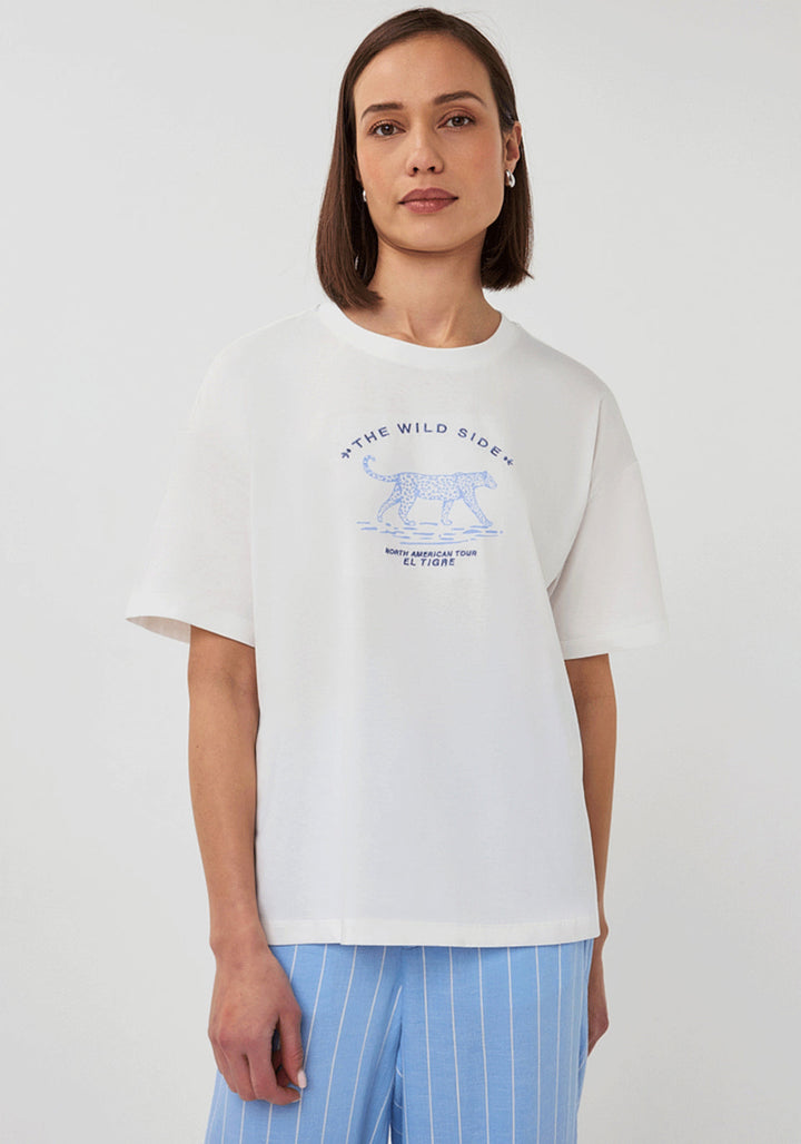 Haut imprimé Esqualo Off White Blue « The Wild Side »