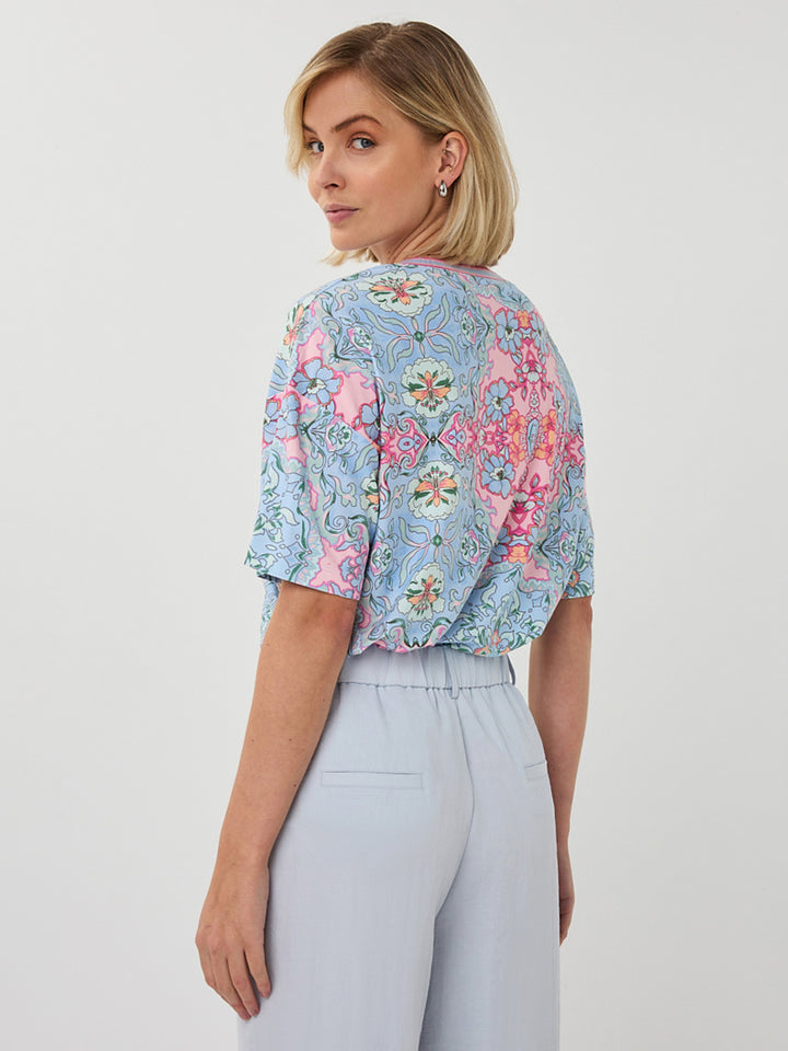 Haut à col rond imprimé multicolore EsQualo