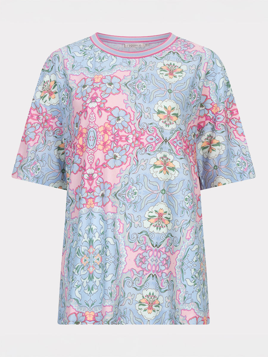 Haut à col rond imprimé multicolore EsQualo