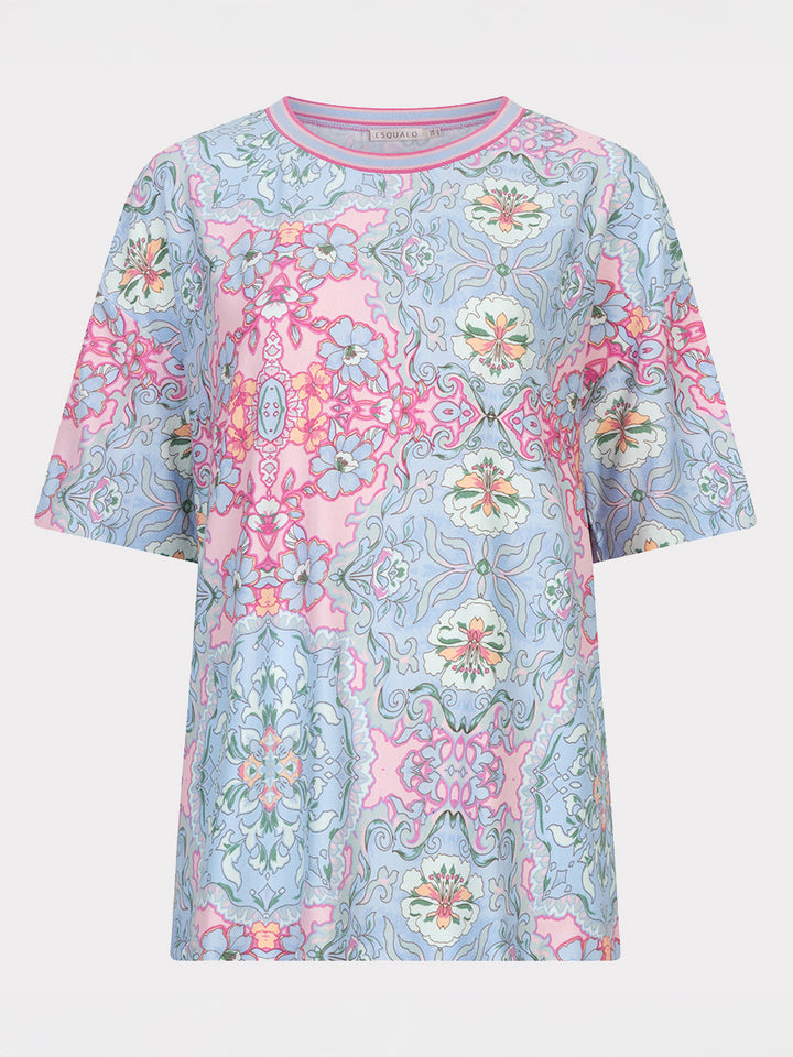 Haut à col rond imprimé multicolore EsQualo