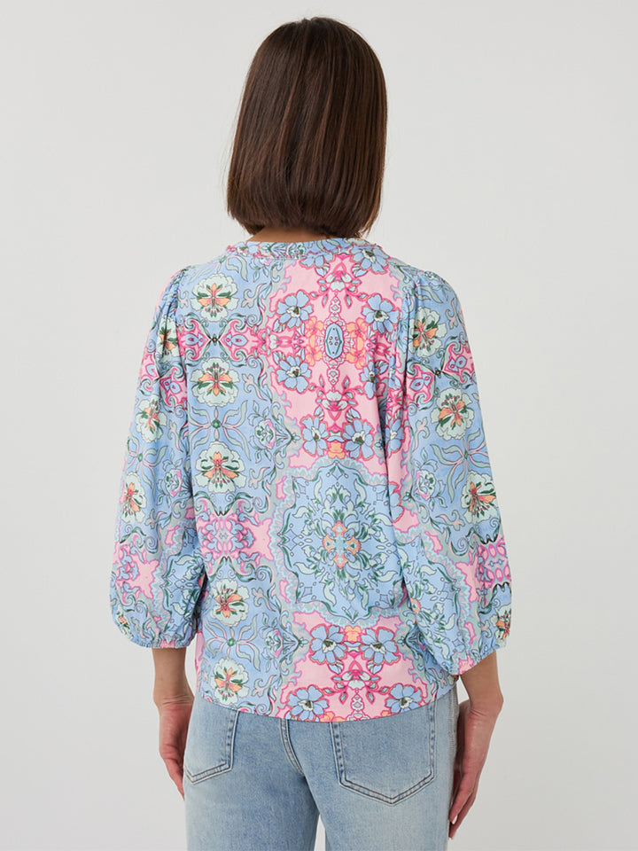 Haut à col en V imprimé multicolore EsQualo