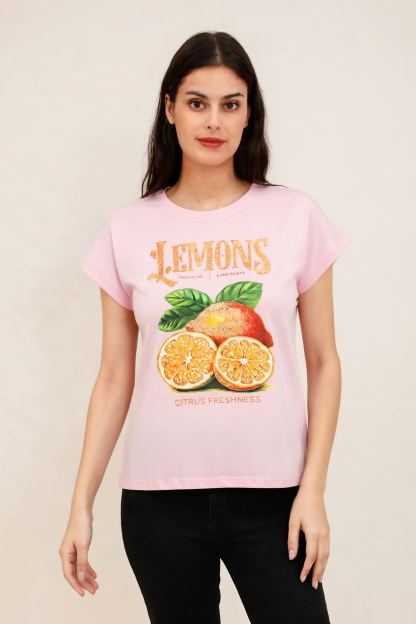 Lemon Cotton Print Top