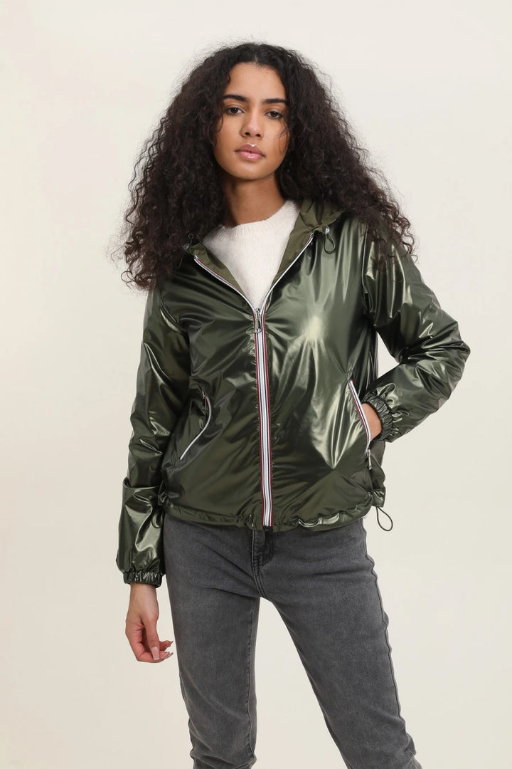 Parka longue kaki imperméable avec capuche