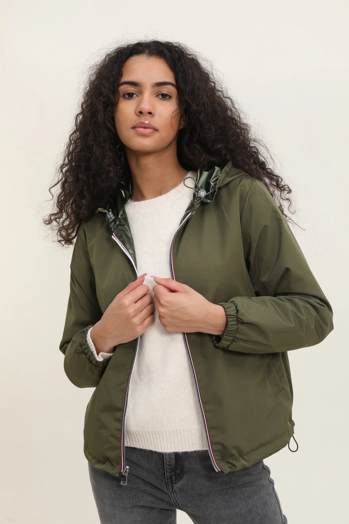 Parka longue kaki imperméable avec capuche