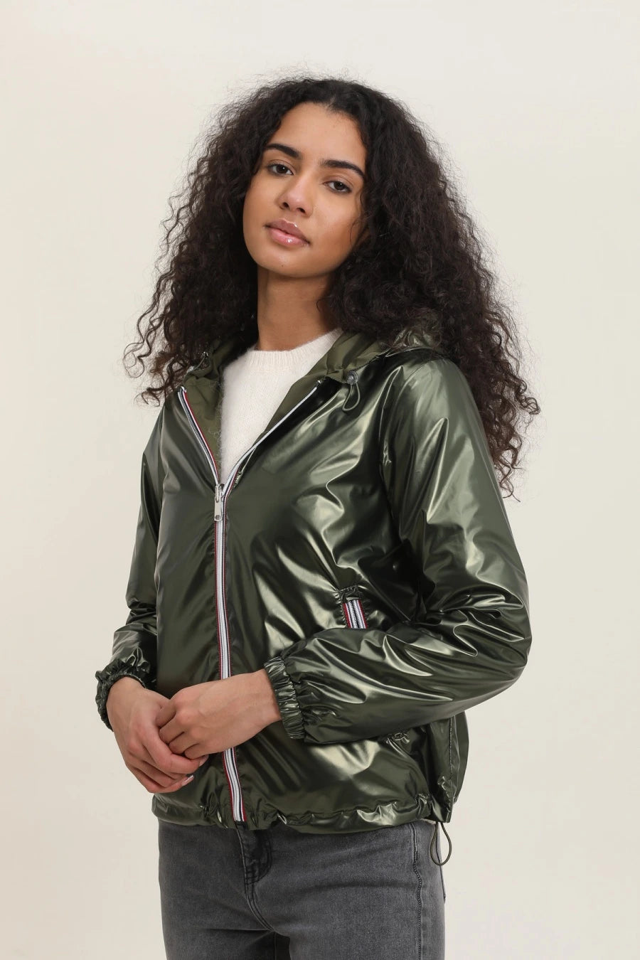 Parka longue kaki imperméable avec capuche
