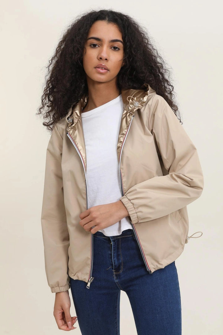 Parka longue kaki imperméable avec capuche