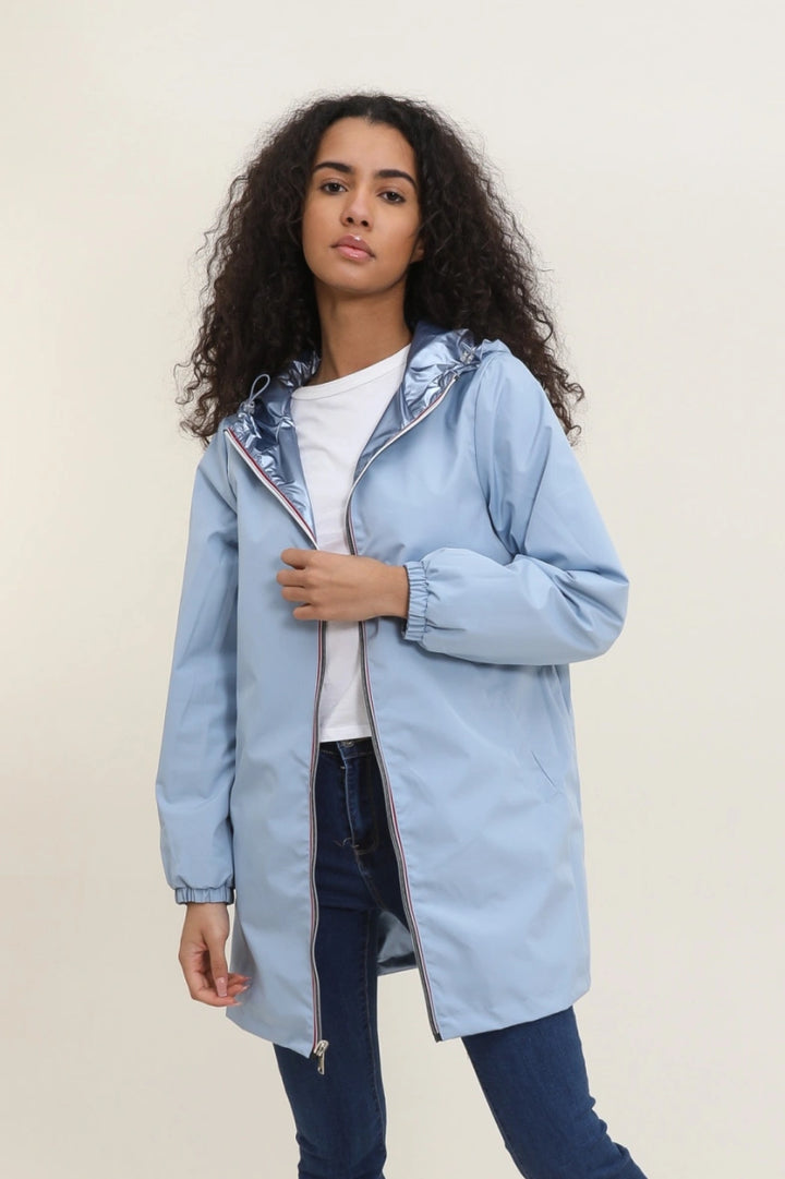 Parka longue kaki imperméable avec capuche