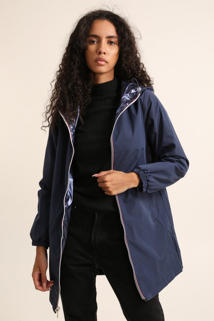Parka longue kaki imperméable avec capuche