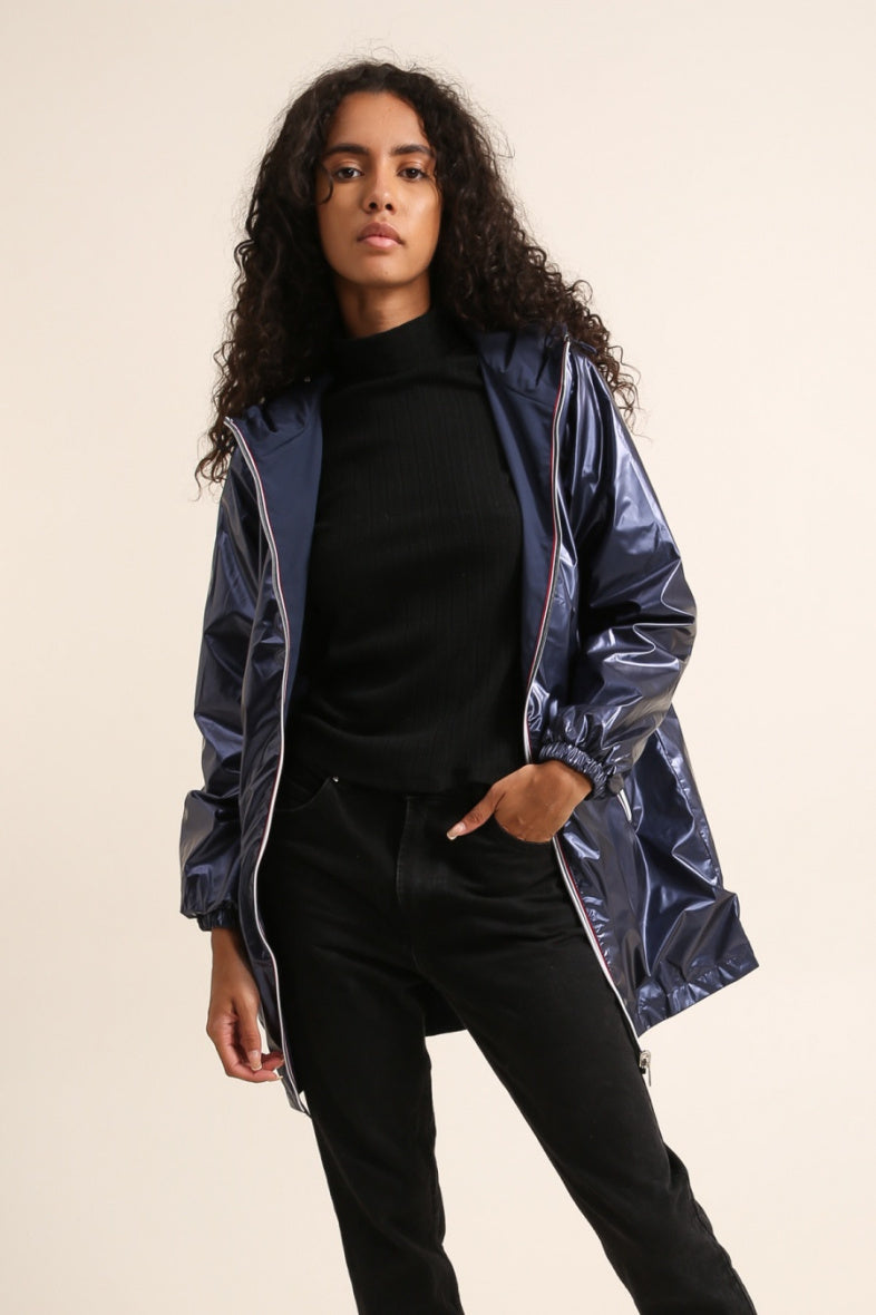 Parka longue kaki imperméable avec capuche