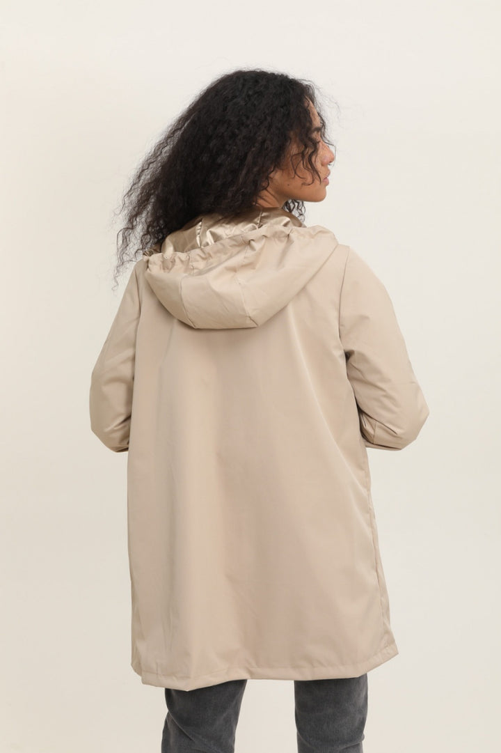 Parka longue kaki imperméable avec capuche