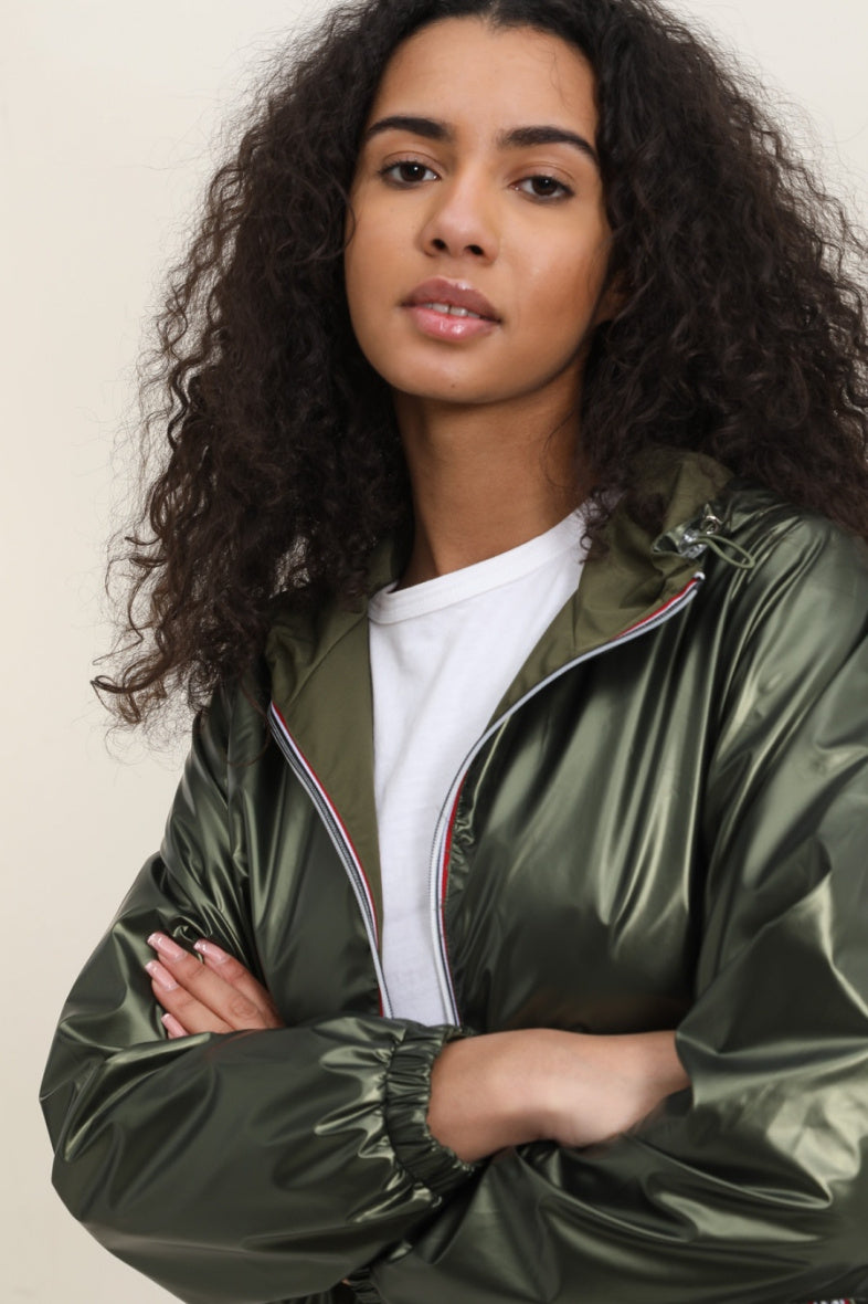 Parka longue kaki imperméable avec capuche