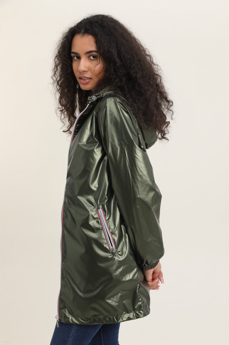 Parka longue kaki imperméable avec capuche