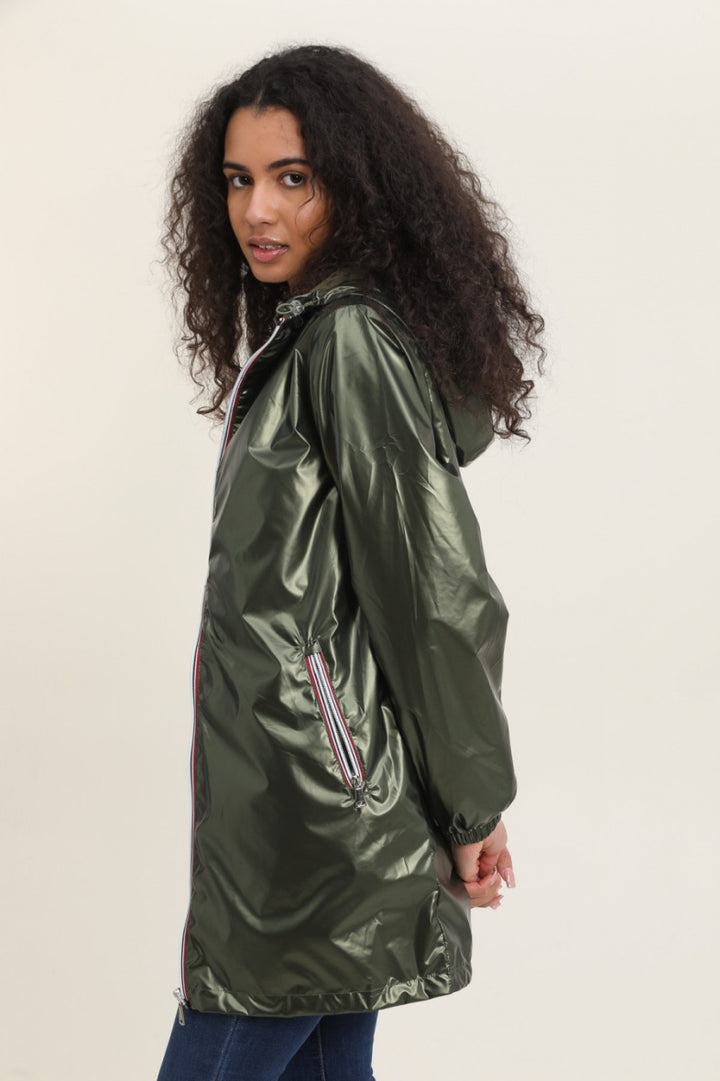 Parka longue kaki imperméable avec capuche