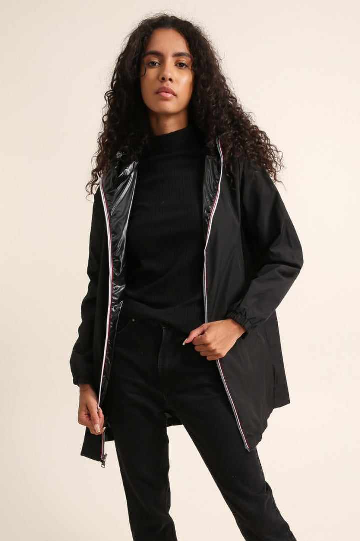 Parka longue kaki imperméable avec capuche