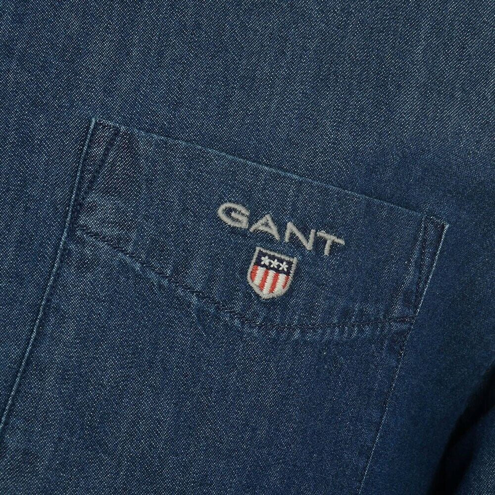 GANT Slim Fit Button Collar Shirt, Navy Blue
