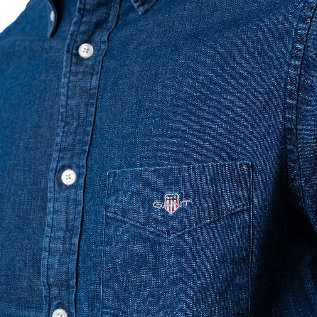 GANT Slim Fit Button Collar Shirt, Navy Blue