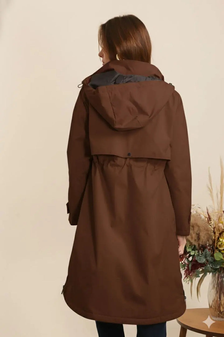 Parka longue kaki imperméable avec capuche