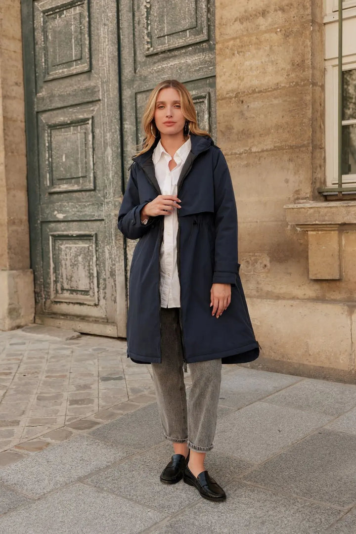 Parka longue kaki imperméable avec capuche