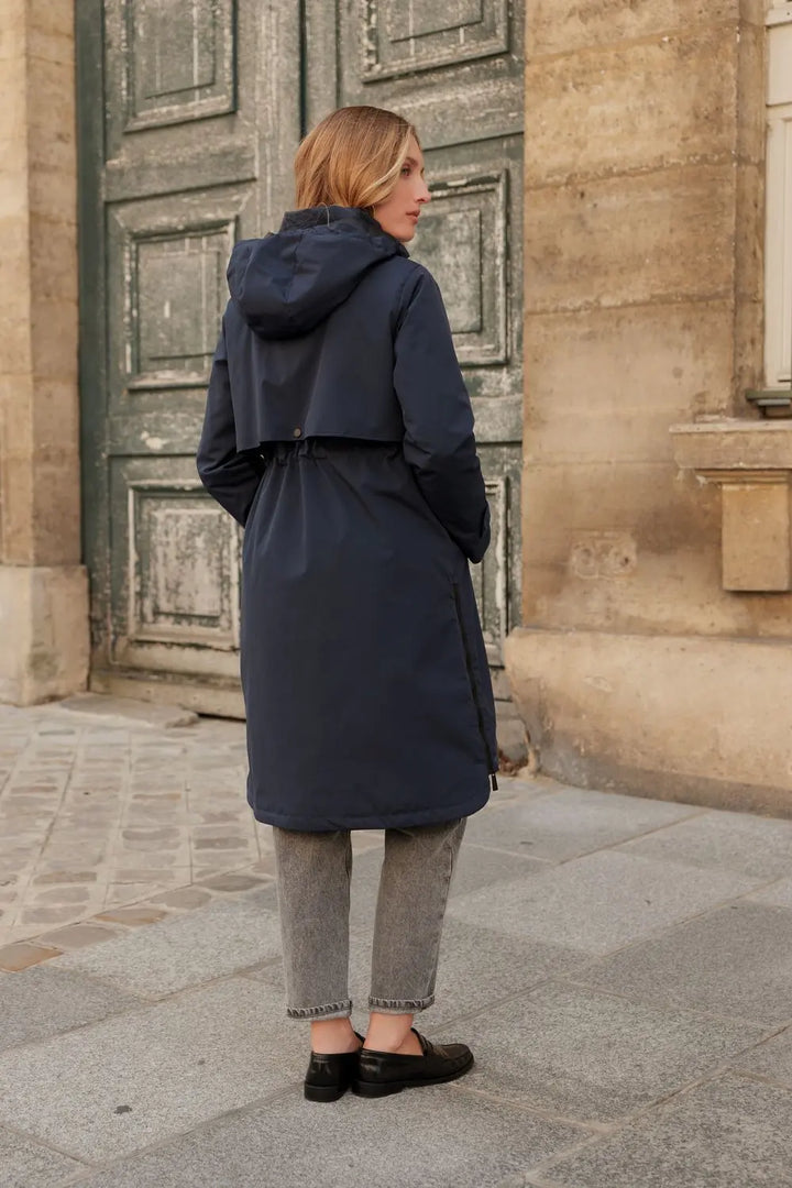 Parka longue kaki imperméable avec capuche