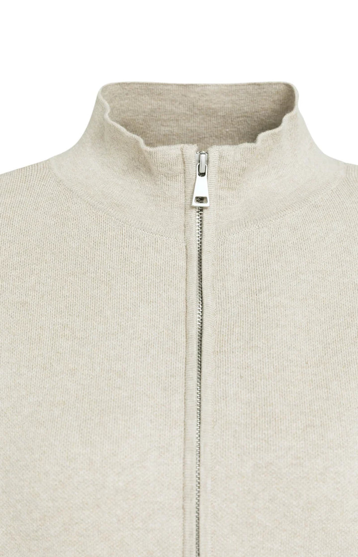 YAYA Jacquard Knitted Cardigan with Zip Closure, Grey