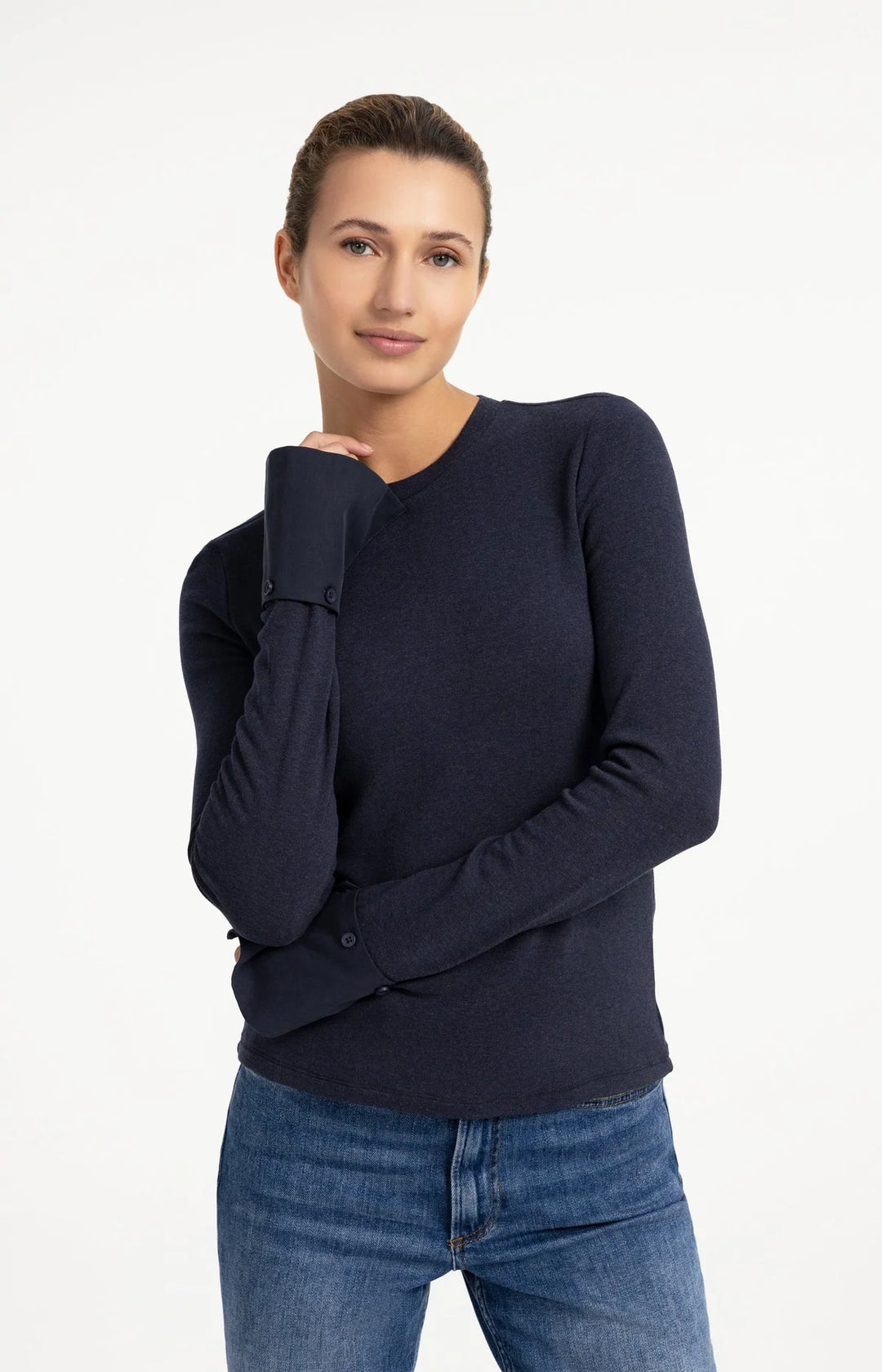 YAYA Jersey Top with Removable Cuff, Odyssey Gray Melange