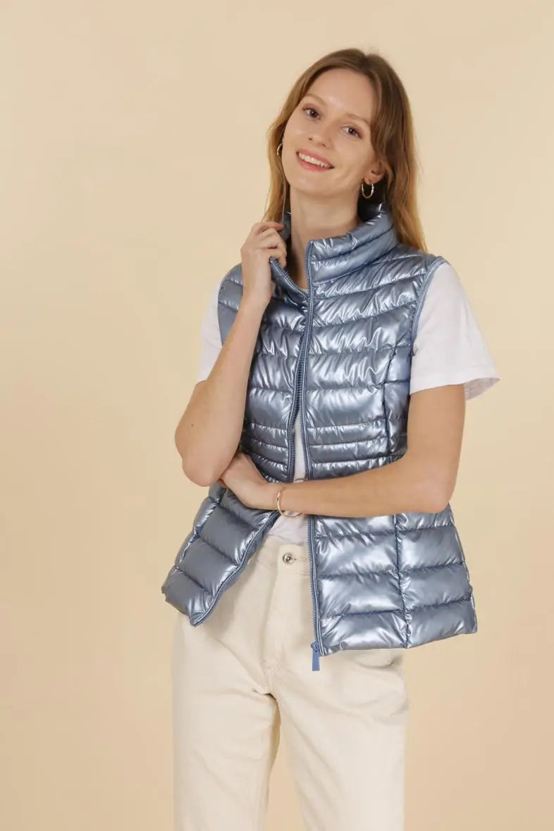 Gilet léger en duvet métallisé