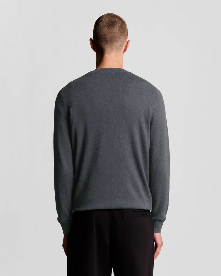 Lyle & Scott Grey Cotton Merino Crew Neck Jumper