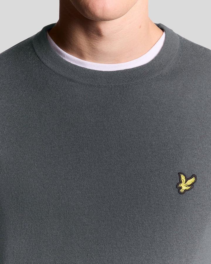 Lyle & Scott Grey Cotton Merino Crew Neck Jumper
