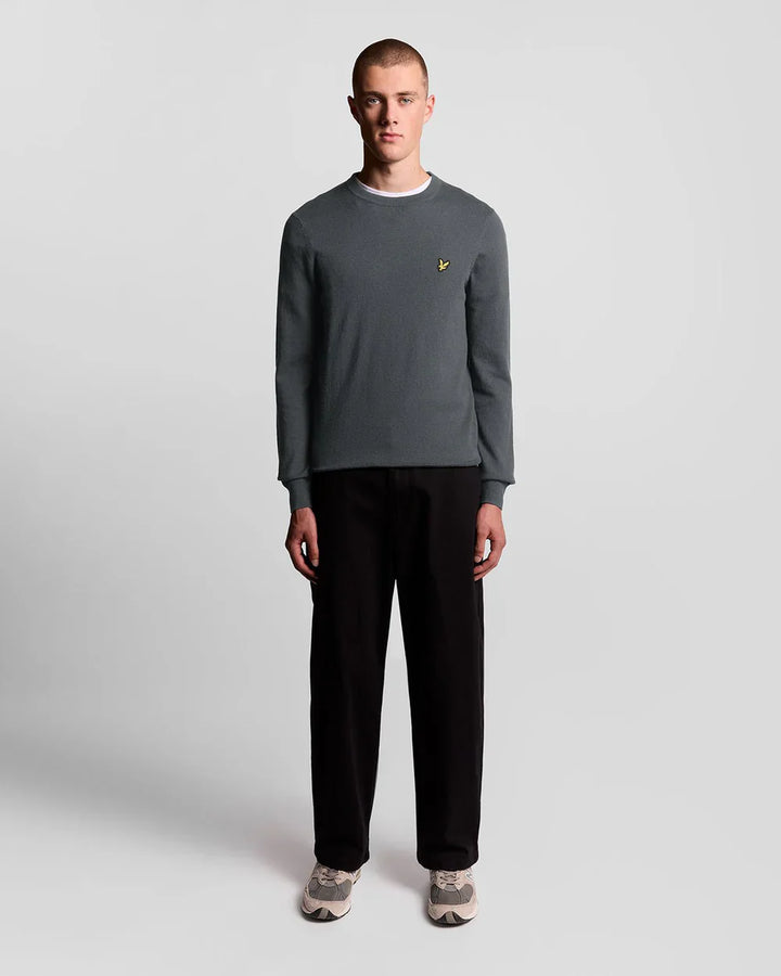 Lyle & Scott Grey Cotton Merino Crew Neck Jumper